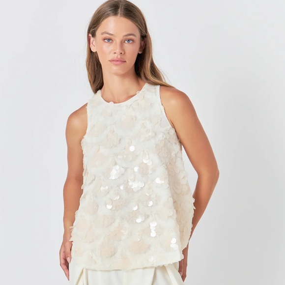 Anthropologie Tops - NWD ANTHROPOLOGIE ENDLESS ROSE SCALLOP SEQUIN TOP SIZE XS Z537